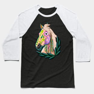 Day of the Dead Light Palomino Sugar Skull Horse Baseball T-Shirt